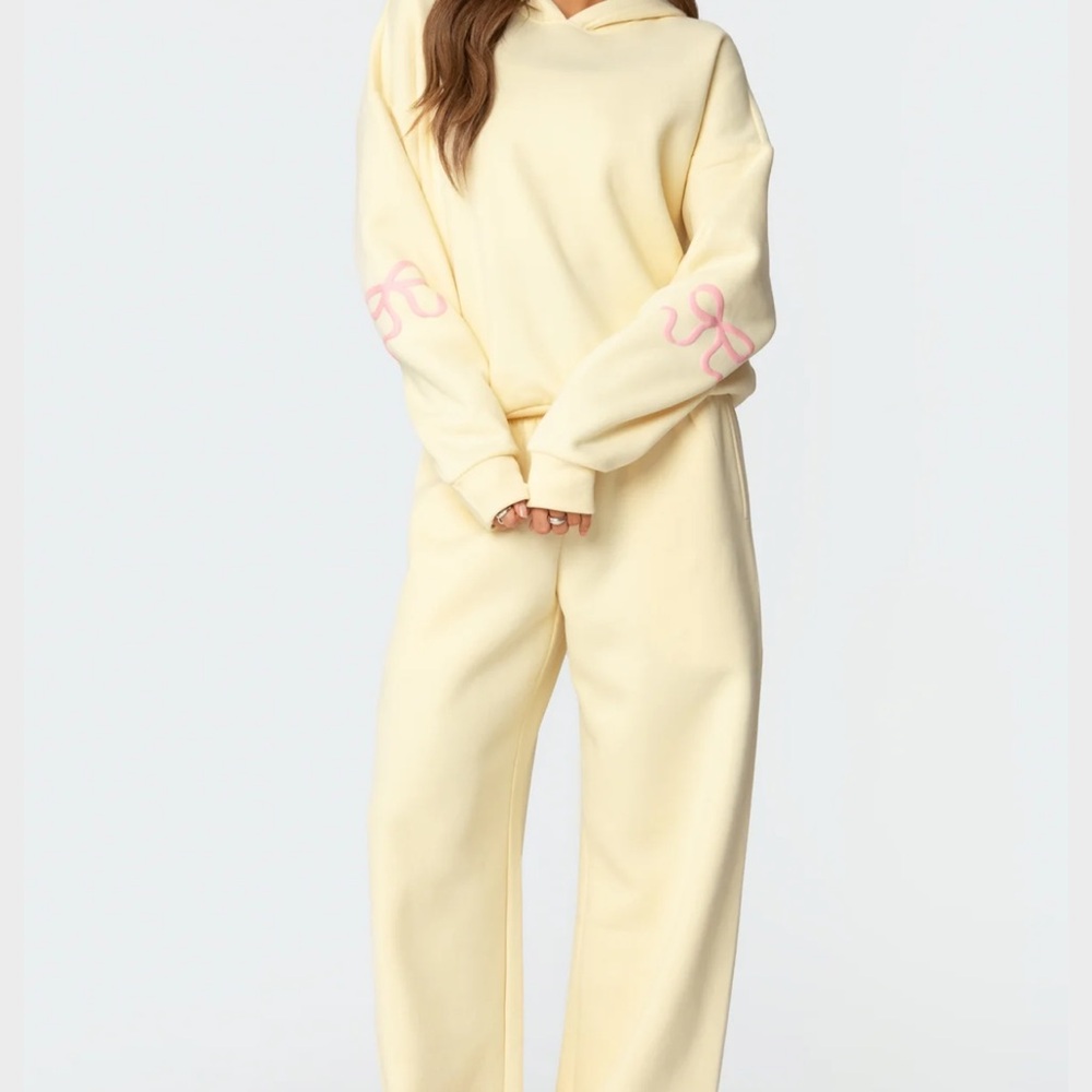 Edikted Butter Yellow Hoodie and Sweatpants Set